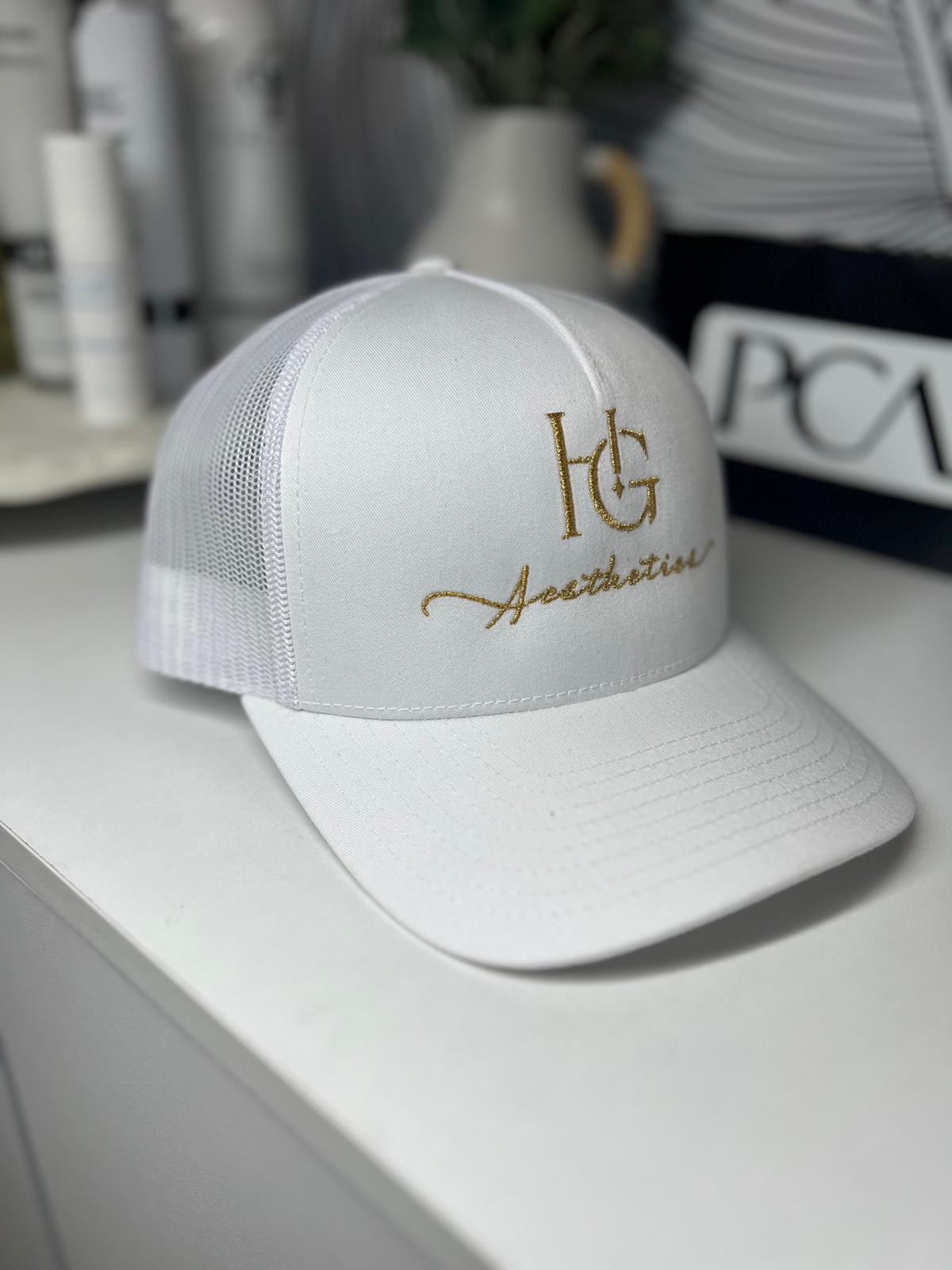 White HGA Branded Hat by Healthy Glow Aesthetics